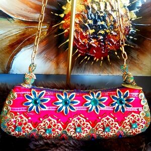 PRELOVED MARY FRANCES FLORAL DECORATIVE EVENING BAG